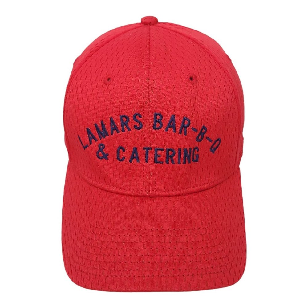 A-Flex Lamars Bar B Q Catering Size L XL Cap Fitted Trucker Red Hat